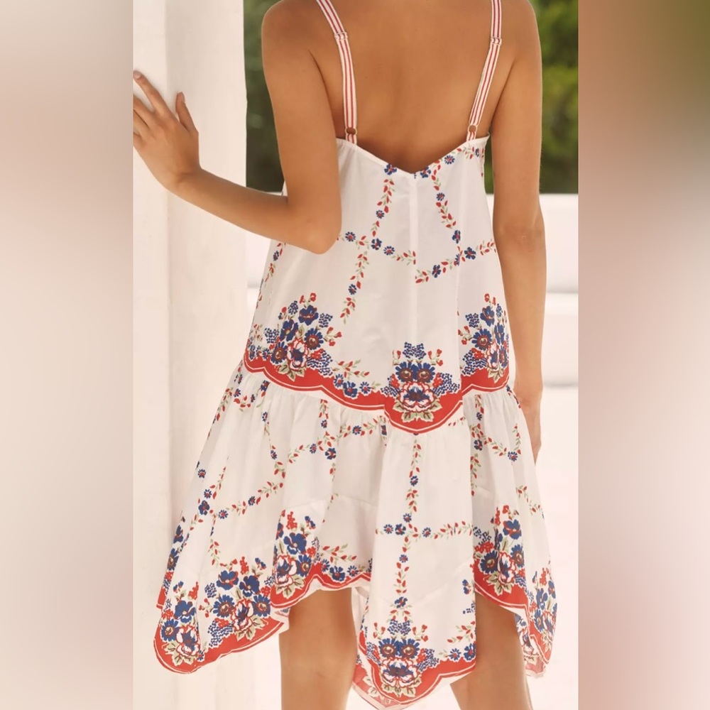 Anthropologie Celandine Plunge-neck Drop-waist Cotton midi Dress, Large - Picture 2 of 6